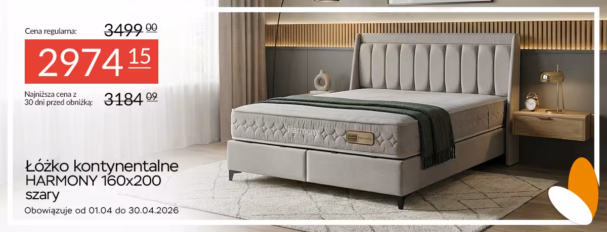 Łóżko kontynentalne z materacem kieszeniowym Harmony 160x200